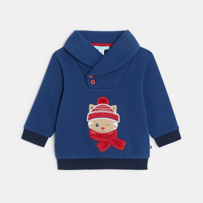 Син суитшърт от полар