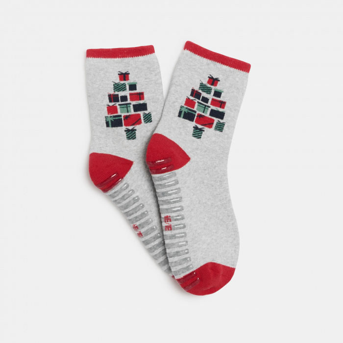 Сиви неплъзгащи се чорапи