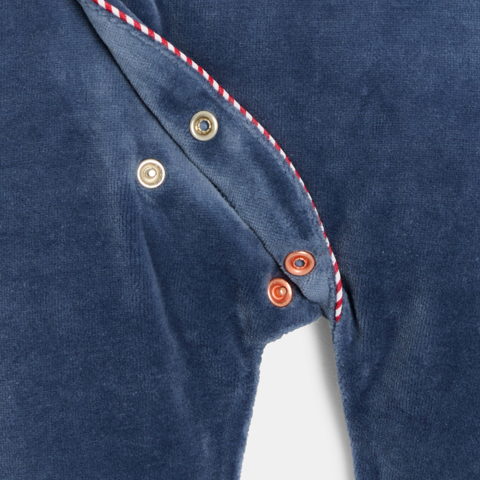 Синя кадифена пижама с мотив на елха