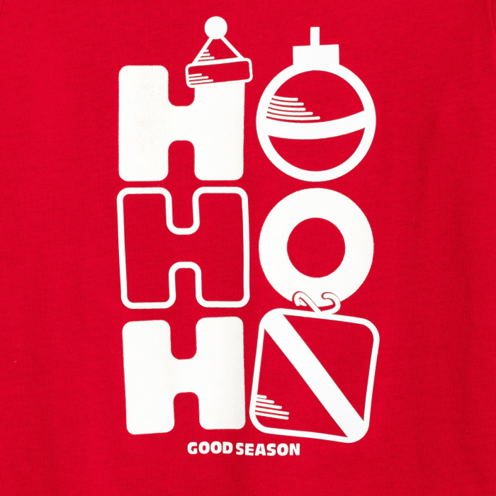 Червена тениска с дълъг ръкав и надпис 