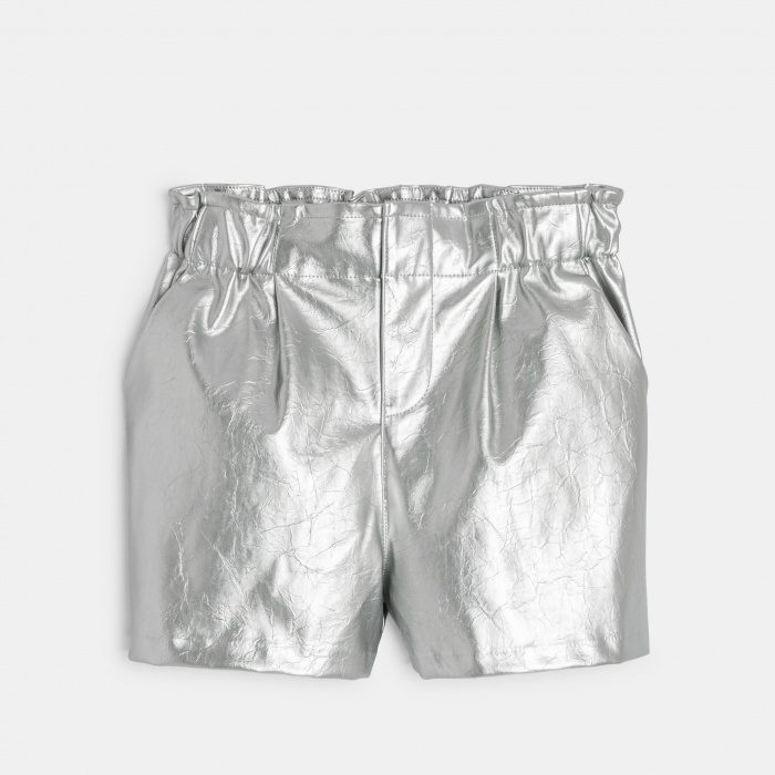 Сребърни къси панталони с висока талия