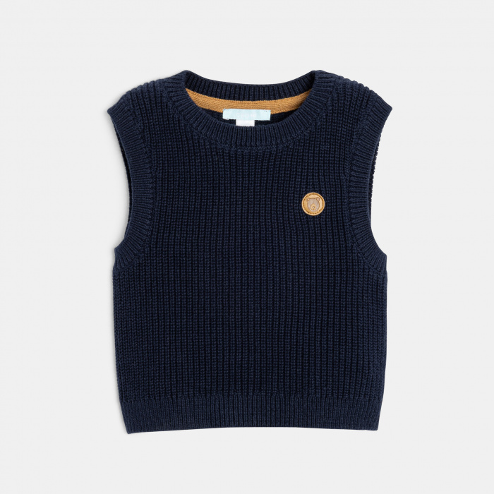 Тъмносин пуловер без ръкави