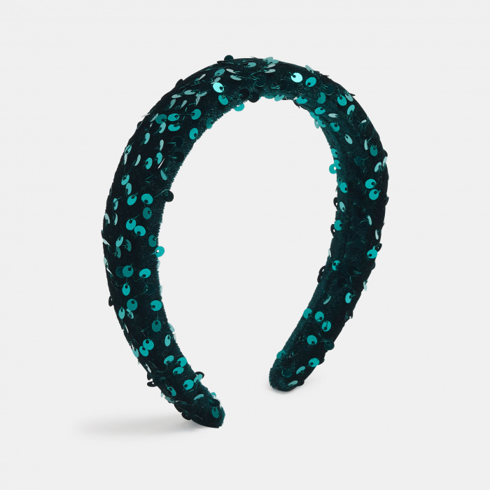 Плюшена лента за глава с пайети