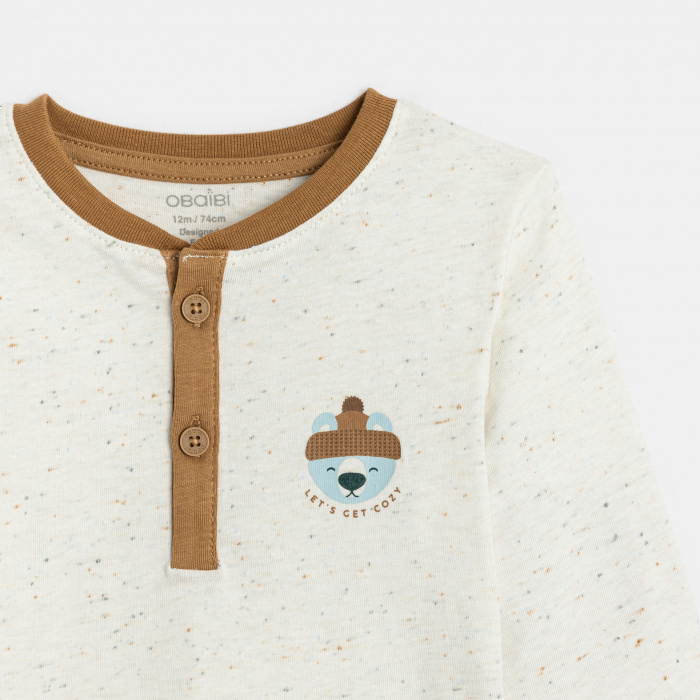 Бежова тениска с копчета