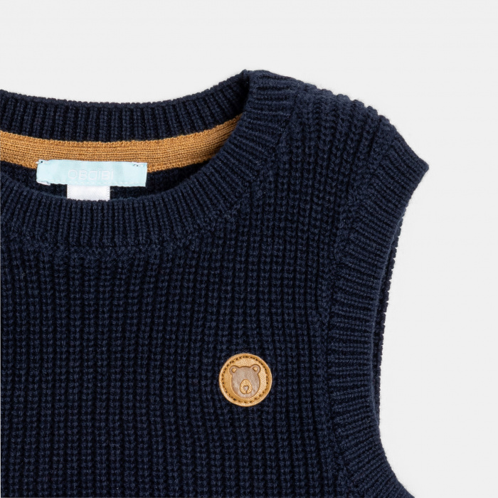 Тъмносин пуловер без ръкави