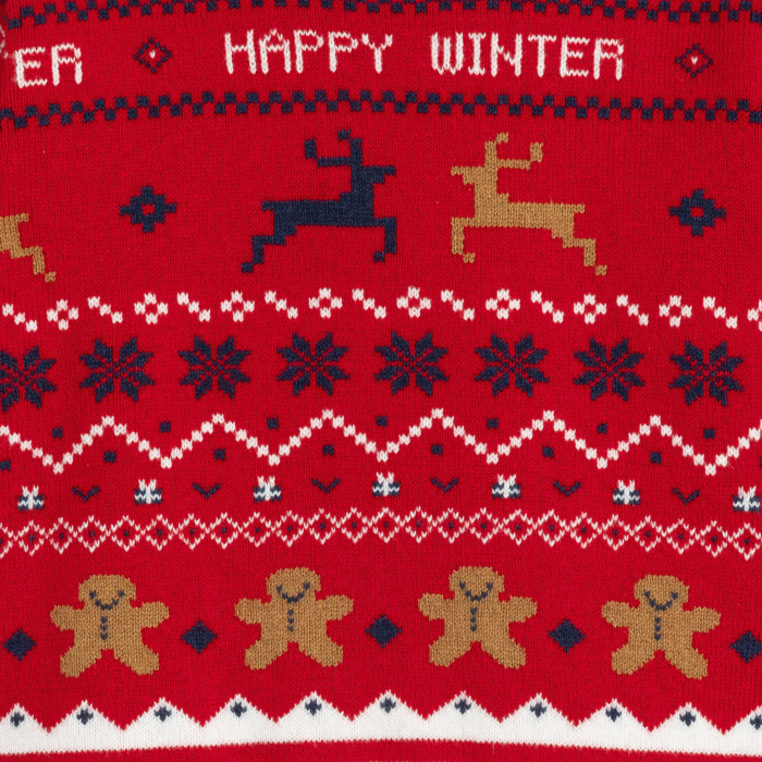 Червен жакардов пуловер