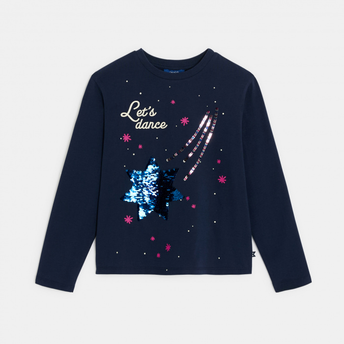 Синя тениска с пайети