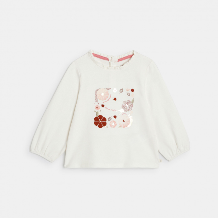 Бяла тениска с цветя