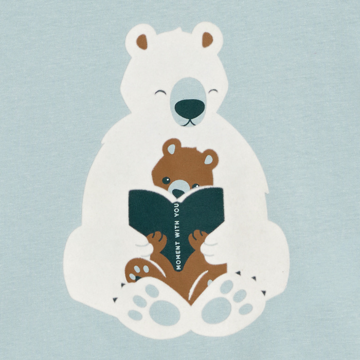 Синя тениска с дълъг ръкав и мотив на мече