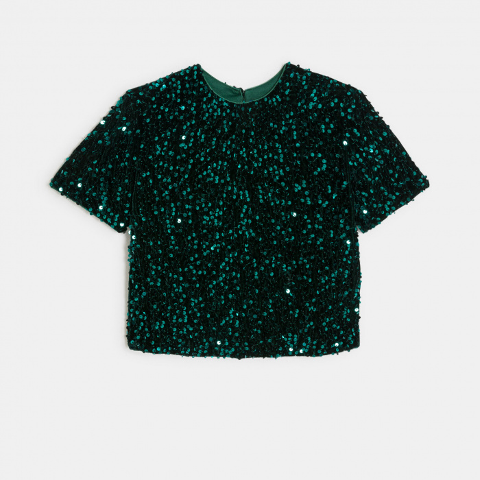 Зелена блуза с пайети