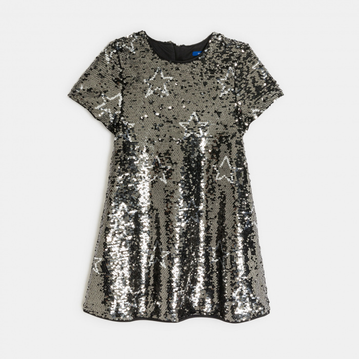 Сива рокля с пайети