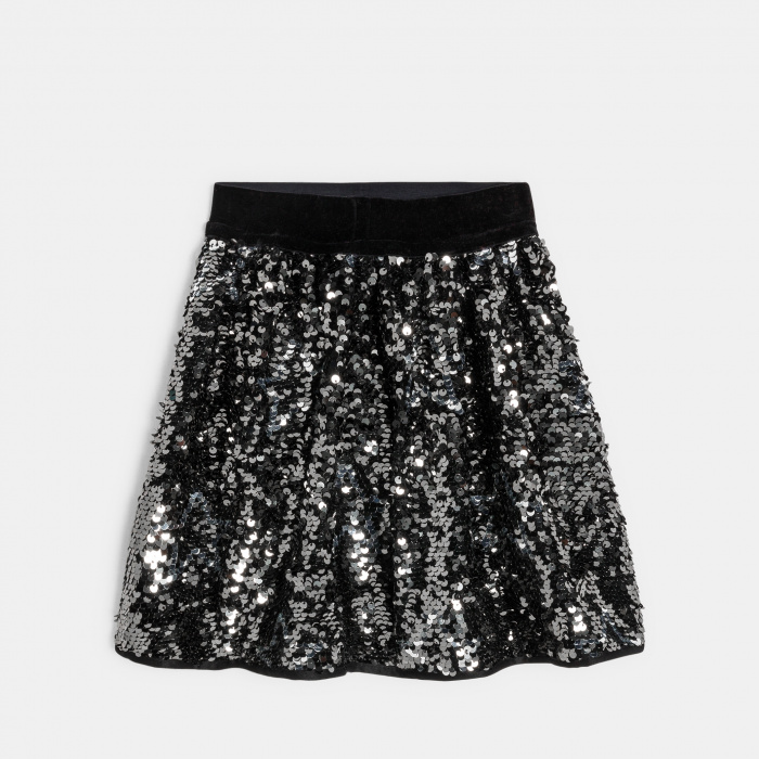 Сребърна пола с пайети