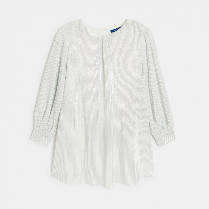 Сребриста рокля с дълги ръкави