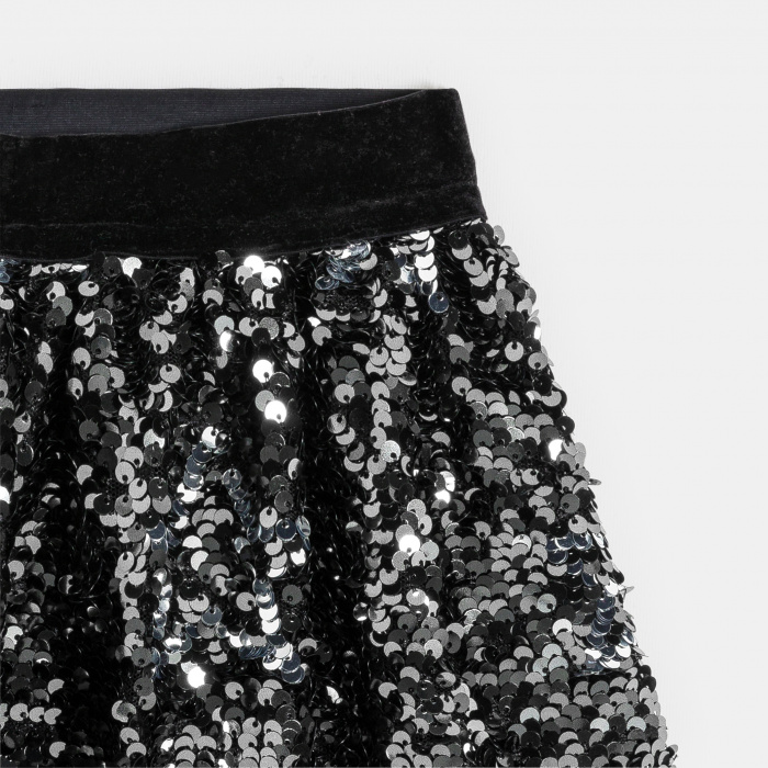 Сребърна пола с пайети