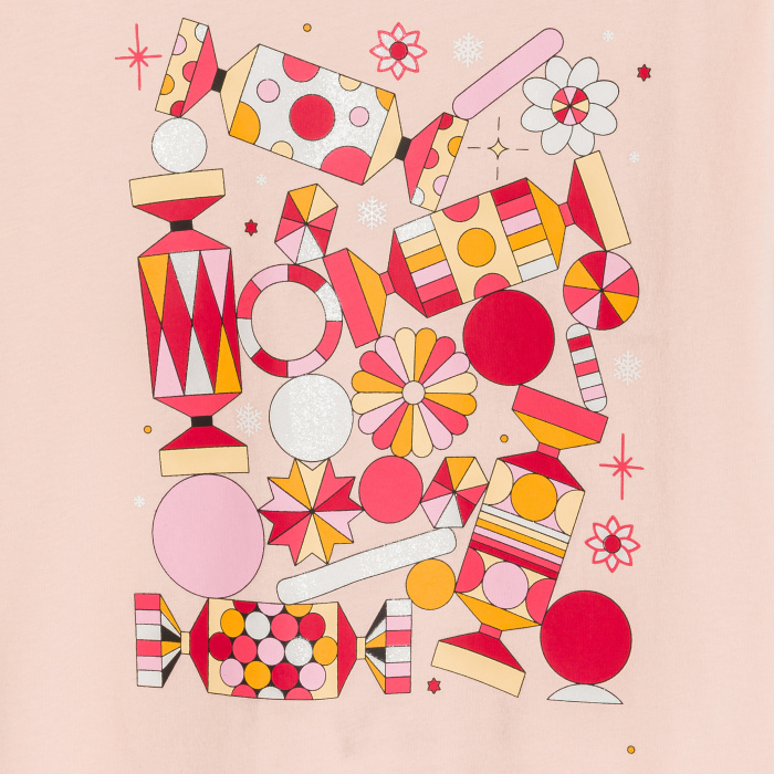 Розова тениска с дълъг ръкав, Okaïdi X Maison Tangible