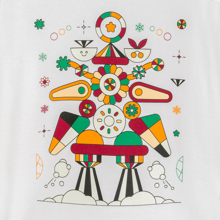 Бяла тениска с дълъг ръкав Okaïdi X Maison Tangible