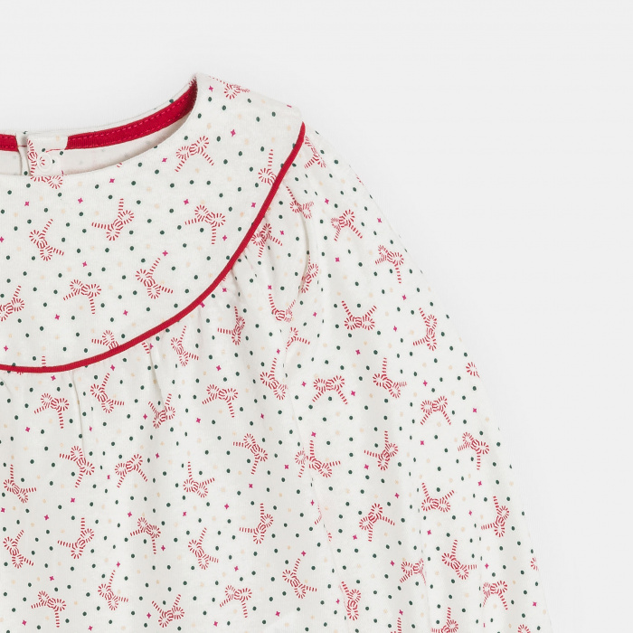 Бяла блуза с щампа на панделка