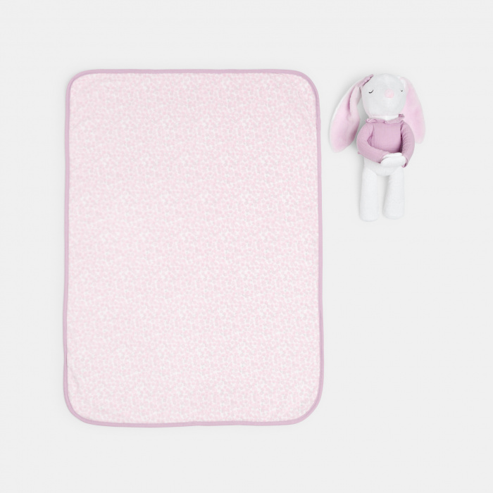 Розово плюшено зайче и одеяло