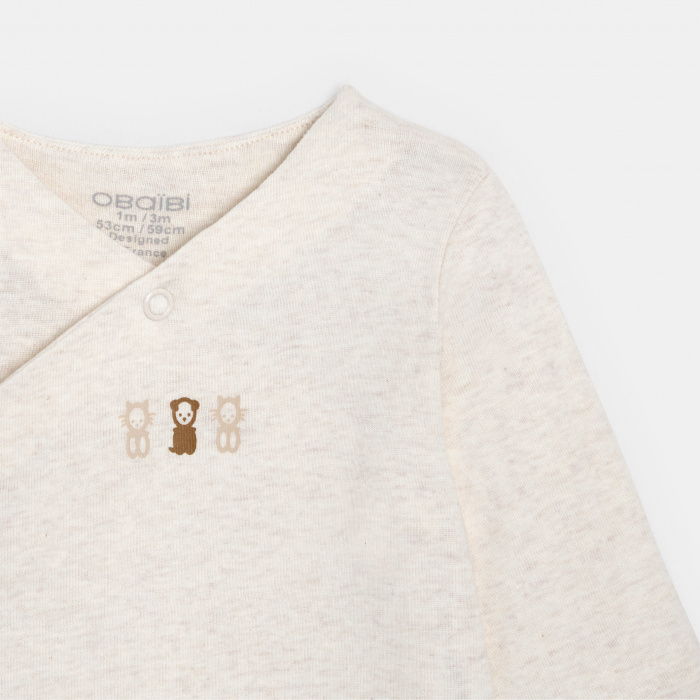 Бежово двуредно боди (комплект от 2 бр.)