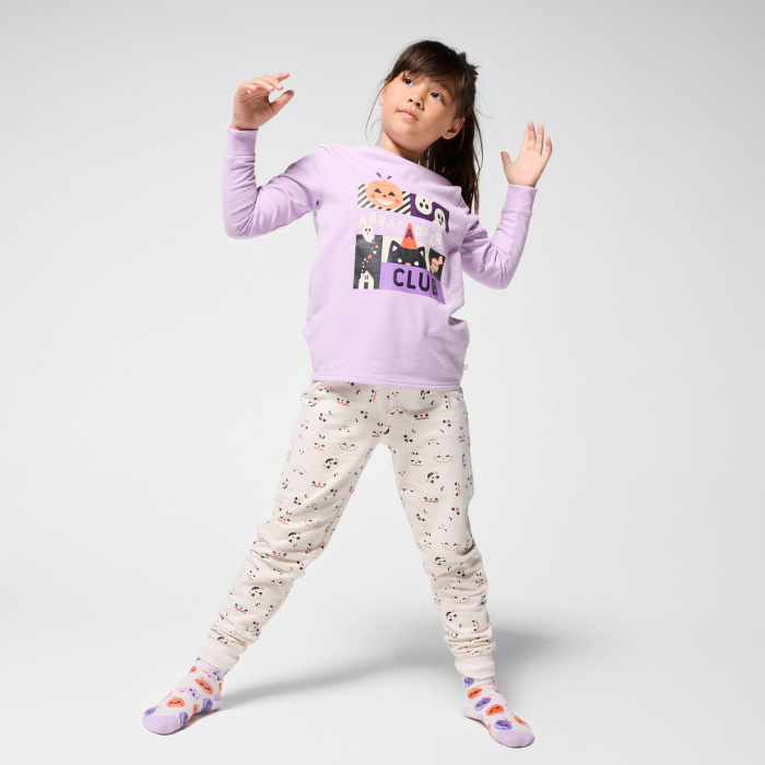 Лилава пижама за Хелоуин от 2 части