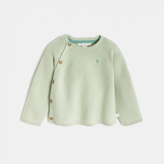 Зелен плетен пуловер