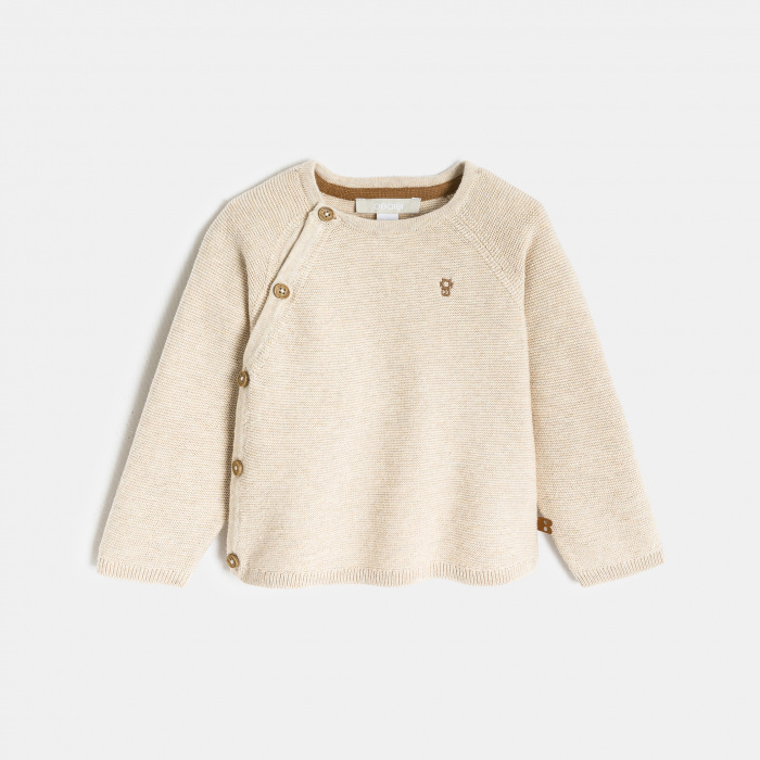 Бежов плетен пуловер