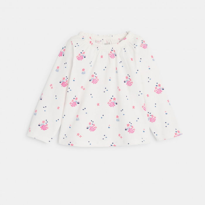 Бяла блуза на цветя