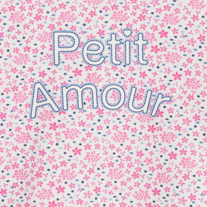 Розов суитшърт с флорални мотиви и надпис