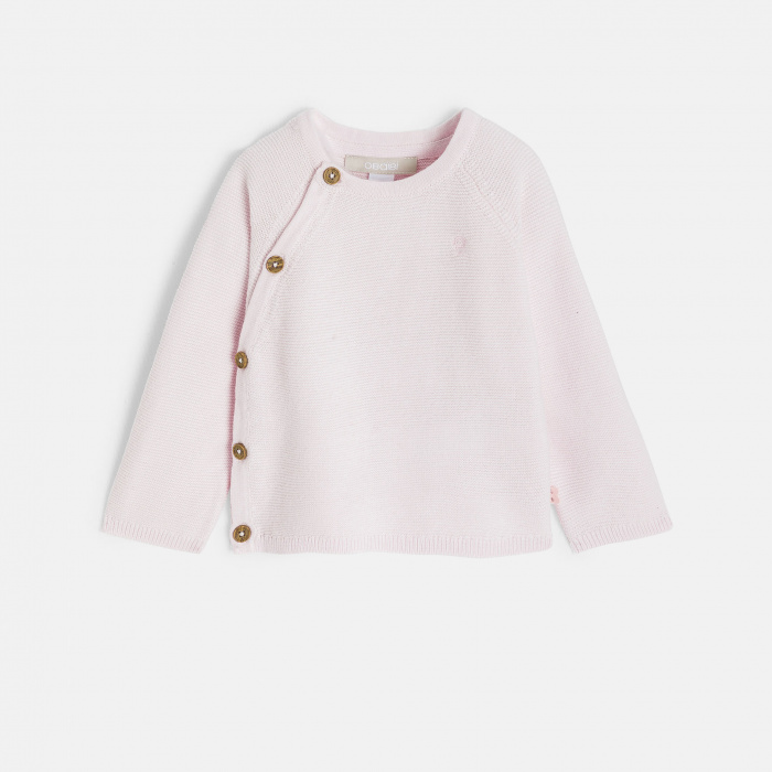 Розов плетен пуловер