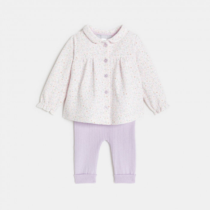 Комплект с лилави флорални мотиви