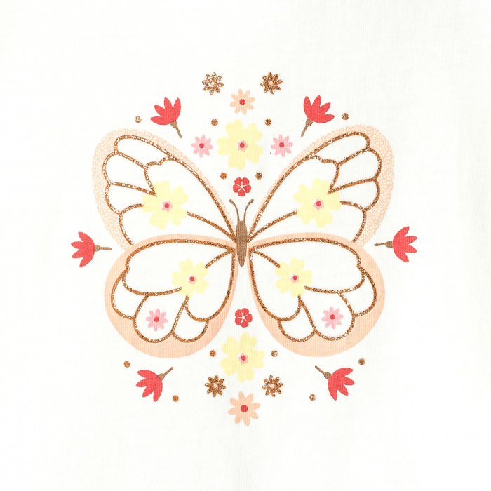 Бяла тениска с дълъг ръкав с щампа