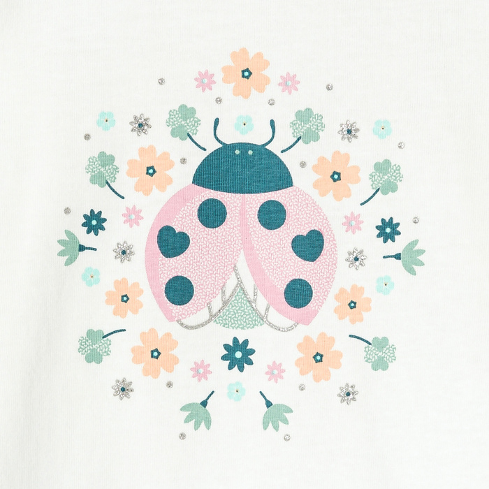 Бяла тениска с дълъг ръкав и щампа