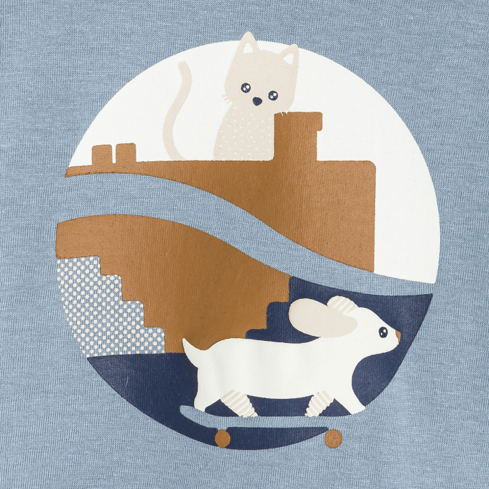 Синя тениска с животни