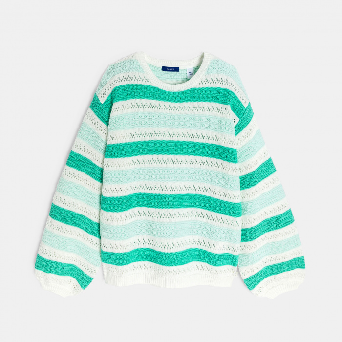 Зелен раиран пуловер