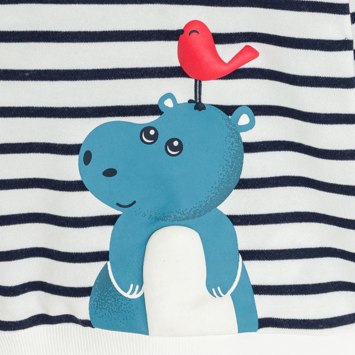 Син раиран суитшърт с щампа