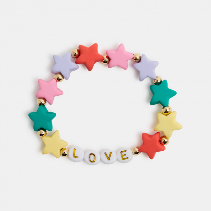 Еластична гривна с многоцветни звезди и мъниста