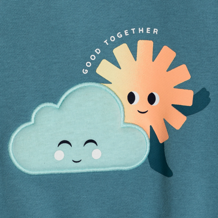 Син бродиран суитшърт