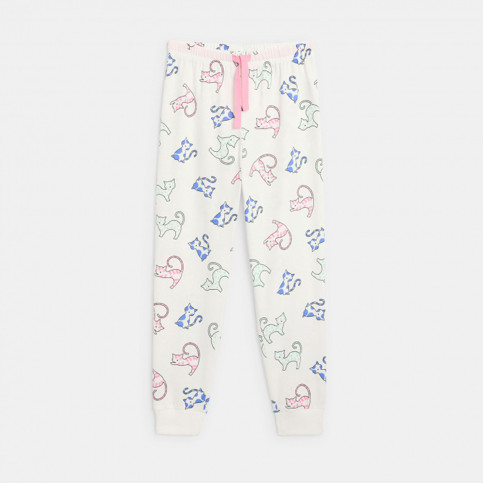 Бяла пижама с котки