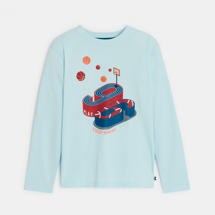 Синя спортна тениска с дълъг ръкав