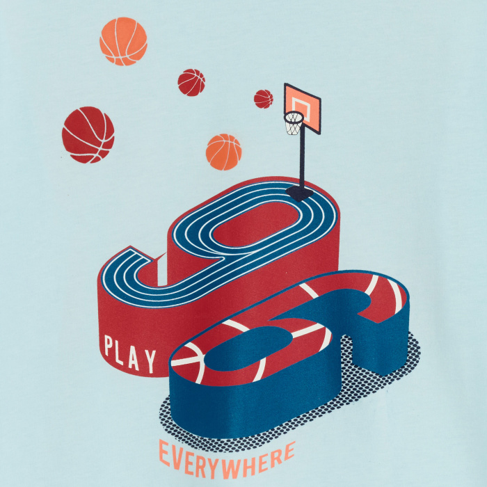 Синя спортна тениска с дълъг ръкав