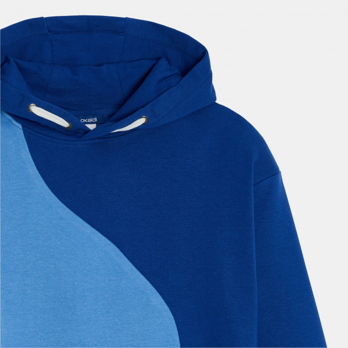 Син суитшърт с качулка