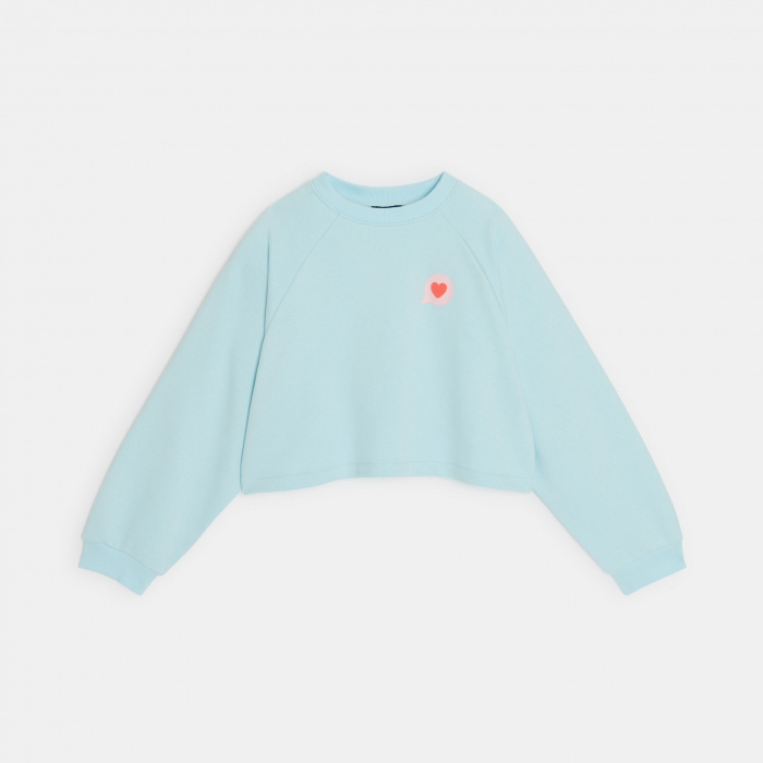 Светлосин къс суитшърт със сърце