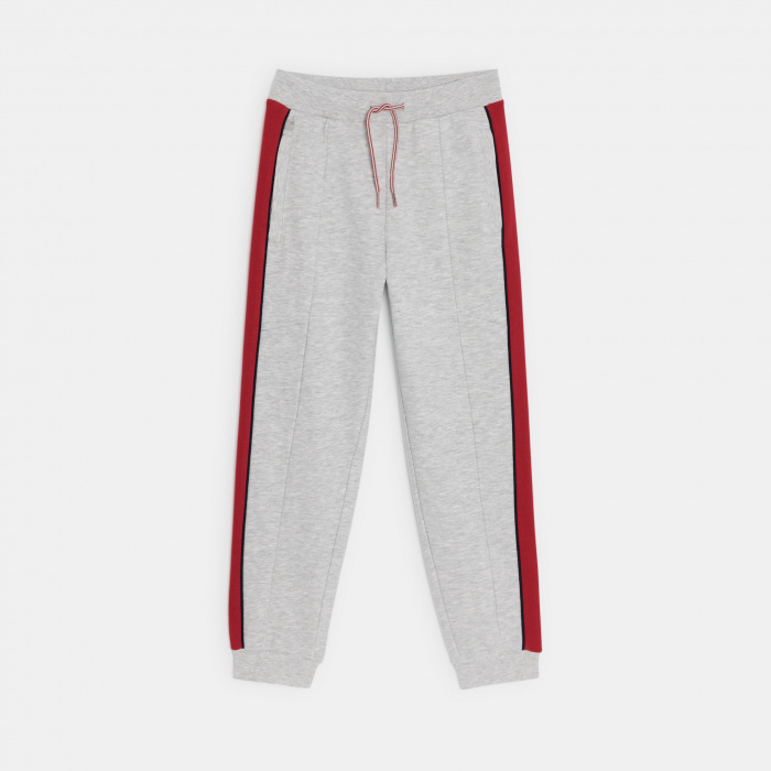 Сиви спортни панталони с контрастни ленти