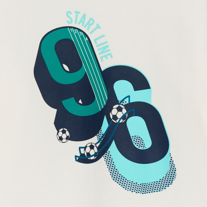 Бяла спортна тениска с дълъг ръкав