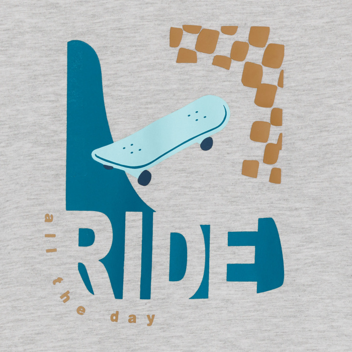 Сива къса тениска с дълъг ръкав