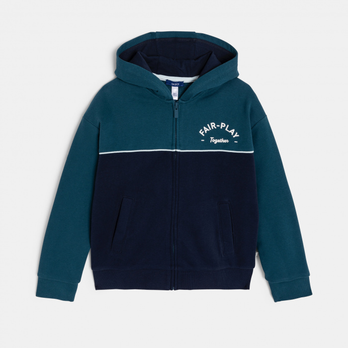 Двуцветен суитшърт с качулка