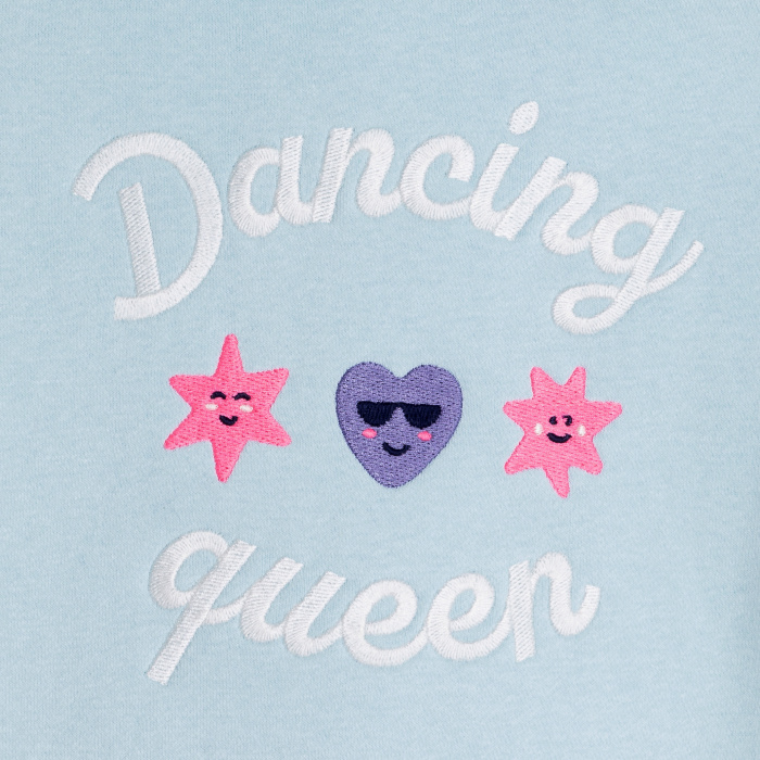 Син бродиран суитшърт