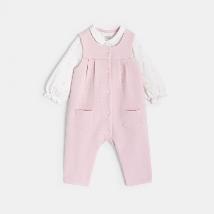 Комплект от розов гащеризон и боди