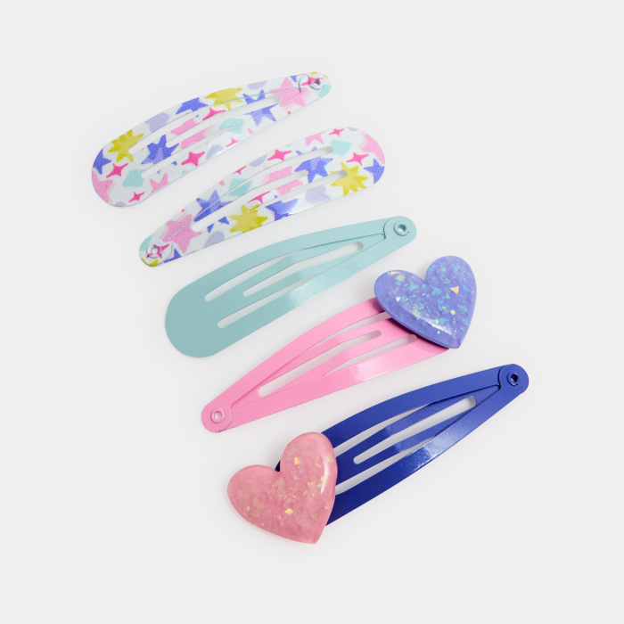 Многоцветни фиби за коса със сърце