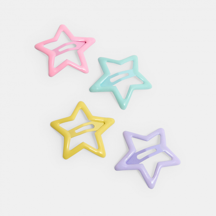 Комплект многоцветни фиби за коса във формата на звезда